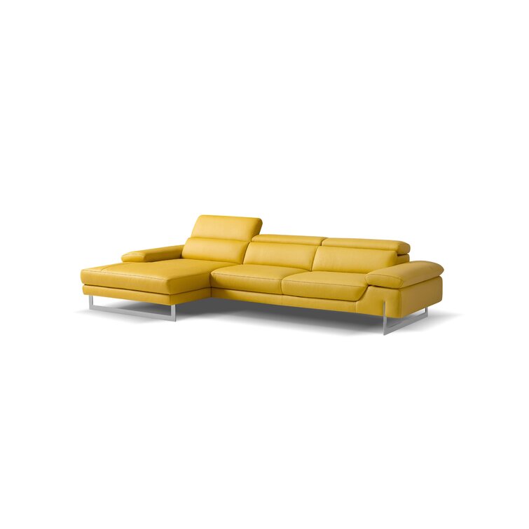 Yellow leather outlet corner sofa